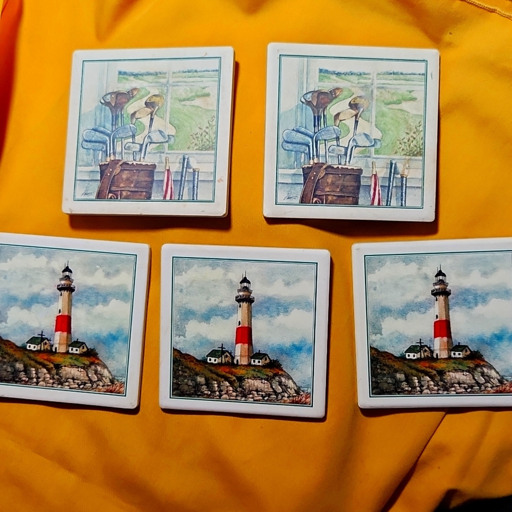 Sandstone Coasters, Highest Quality, Set of 5, cork back.